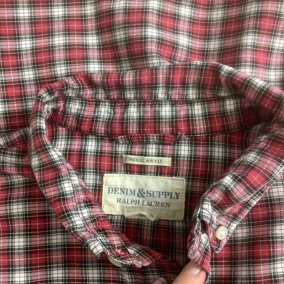 Ralph Lauren‎ Denim & Supply Men's Plaid Dress Shirt Red - Picture 7 of 10